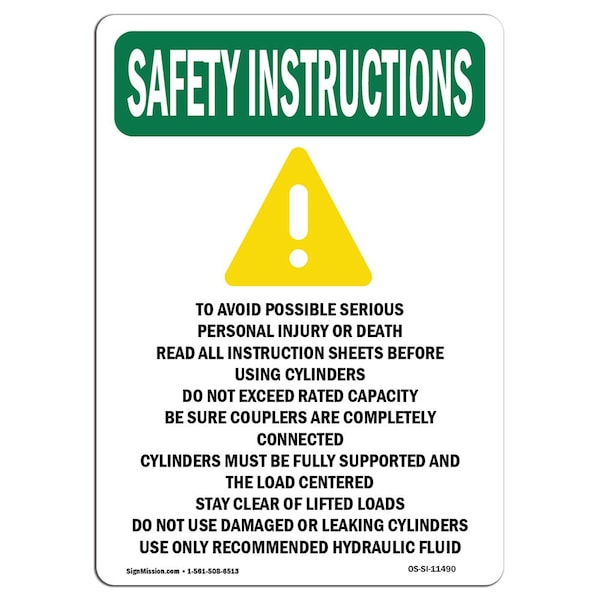 Signmission OSHA INSTRUCTIONS Sign, To Avoid Possible, 14in X 10in Rigid Plastic, 10" W, 14" L, Portrait OS-SI-P-1014-V-11490 - main